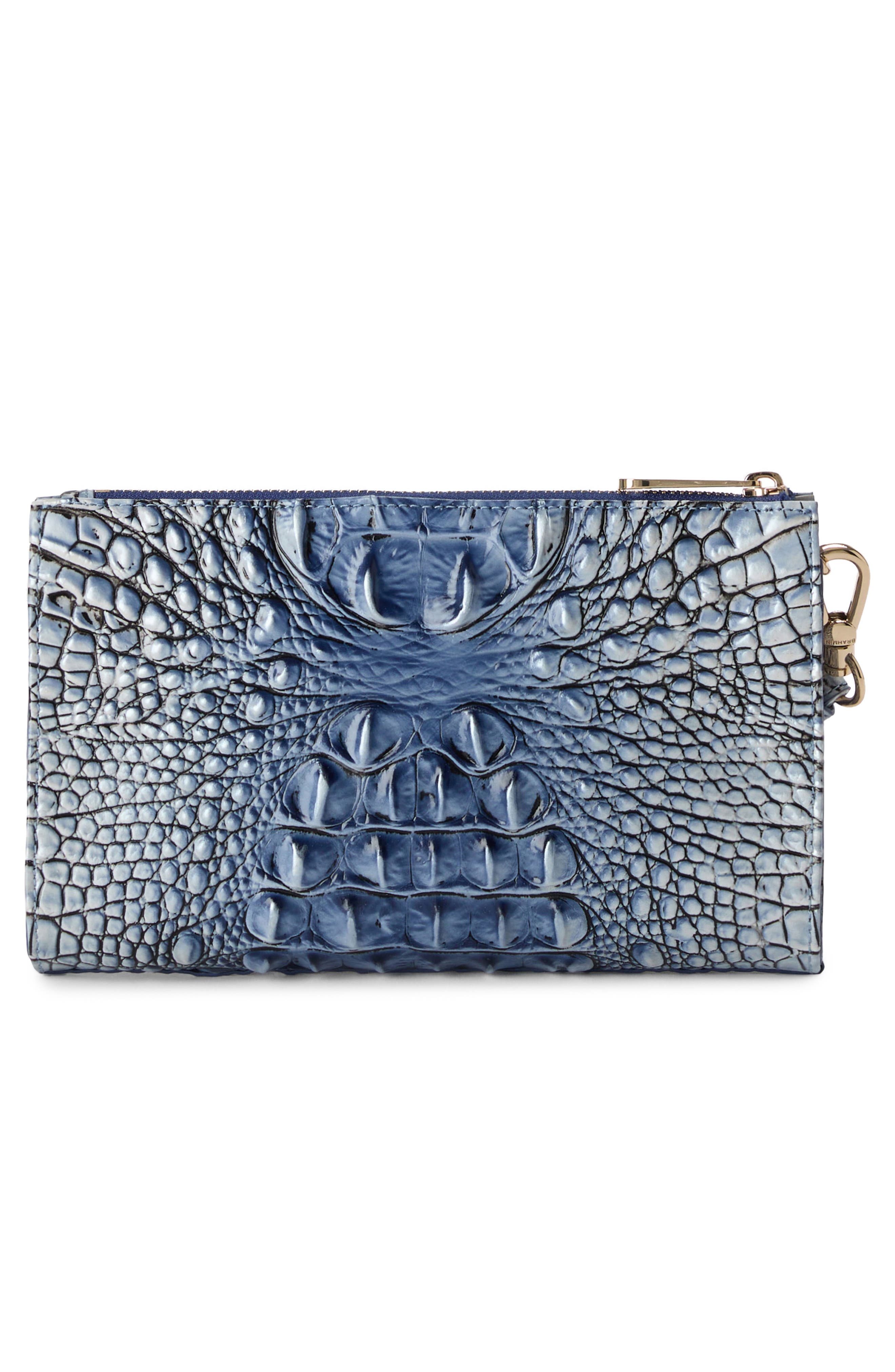 Brahmin Daisy Croc Embossed Leather Wristlet, Alternate, color, 