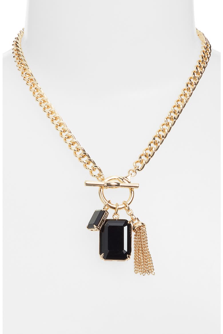 Erinite Charm Toggle Necklace, Alternate, color, BLACK