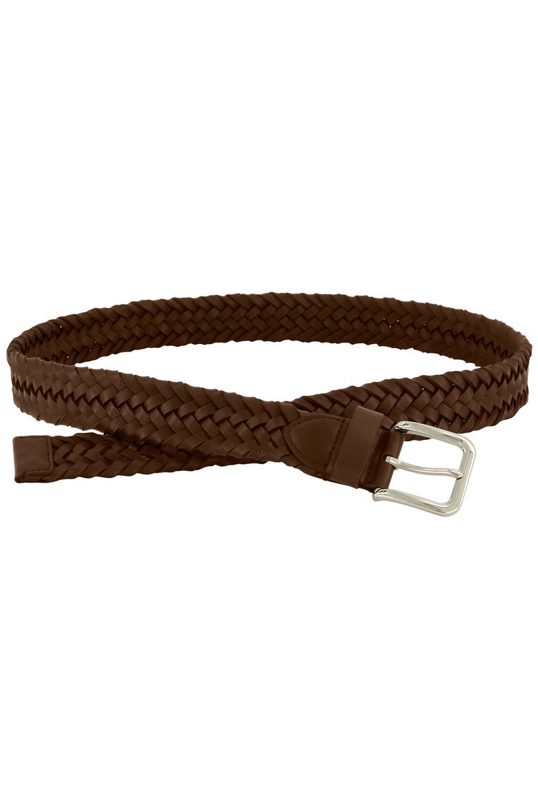 Alex Woven Leather Belt, Alternate, color, CACAO BROWN