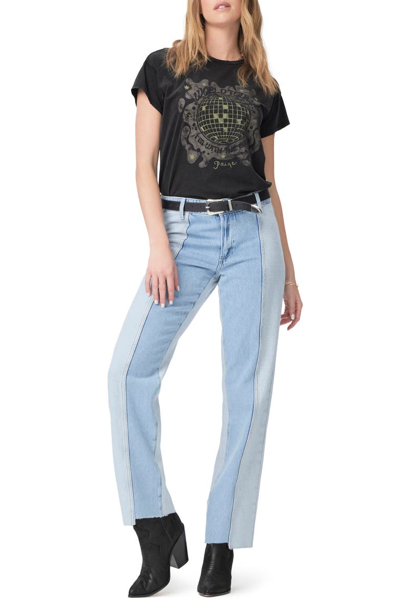 PAIGE Noella Two-Tone High Waist Relaxed Straight Leg Jeans, Alternate, color, Larsa Distressed
