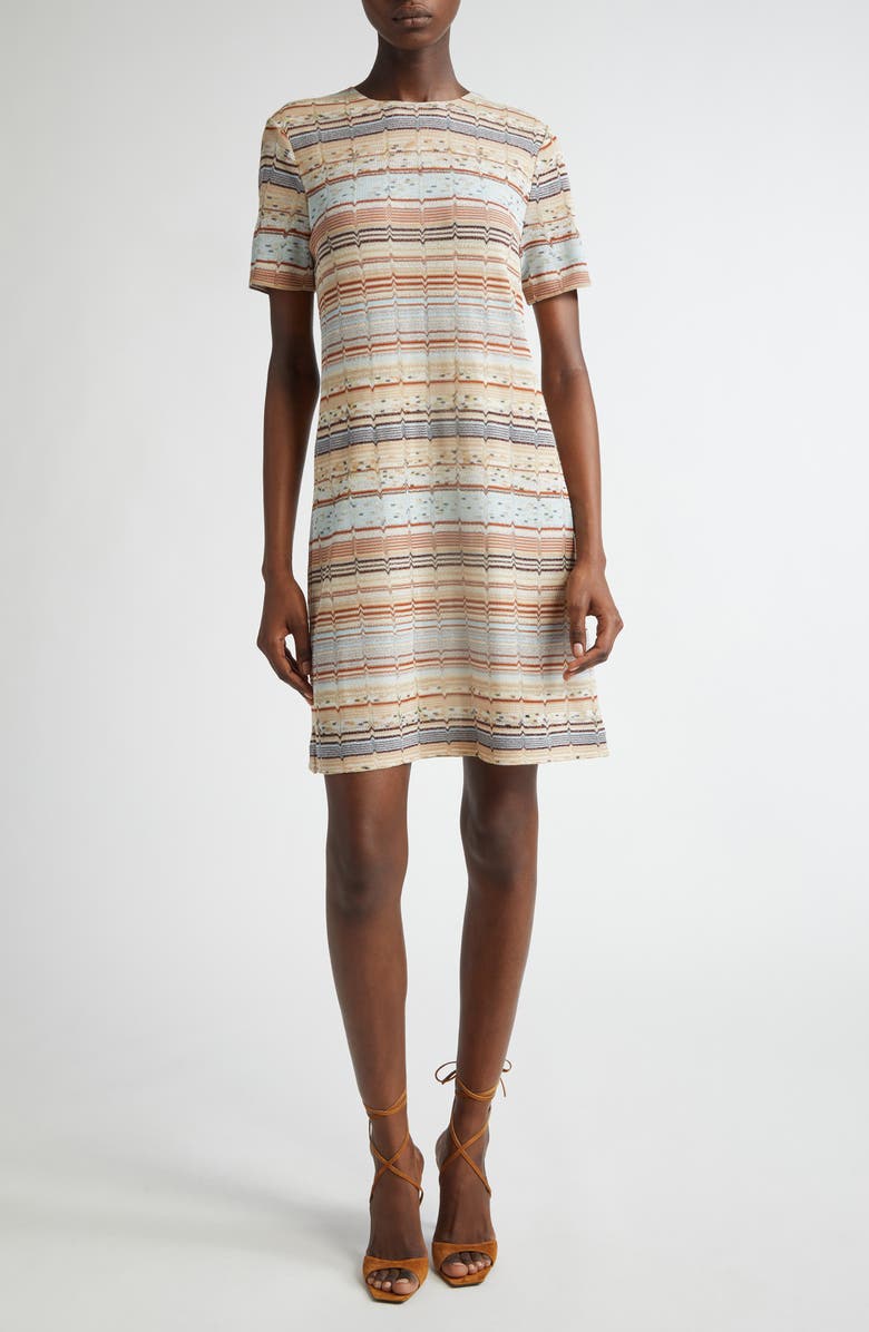 Missoni Metallic Greek Zigzag Stripe Knit Dress, Main, color, 