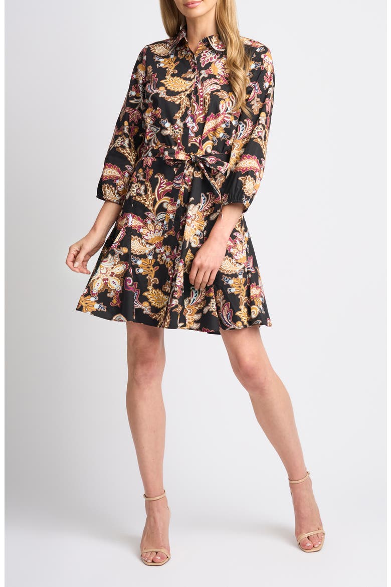 Long Sleeve Shirtdress, Main, color, RICH BLACK