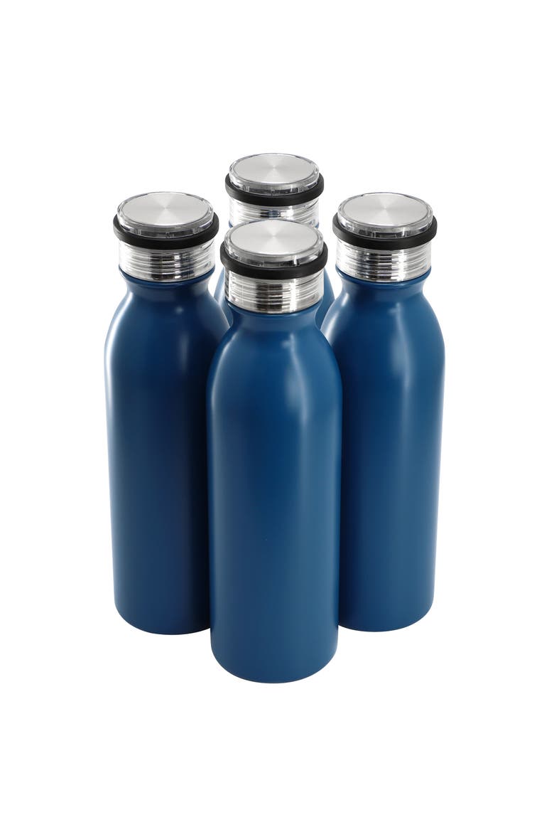 4 Piece 20 Ounce Double Wall Steel Thermal Bottle, Main, color, Blue