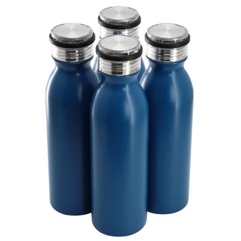 Marina 4 Piece 20 Ounce Double Wall Stainless Steel Thermal Bottle with Acrylic Lid