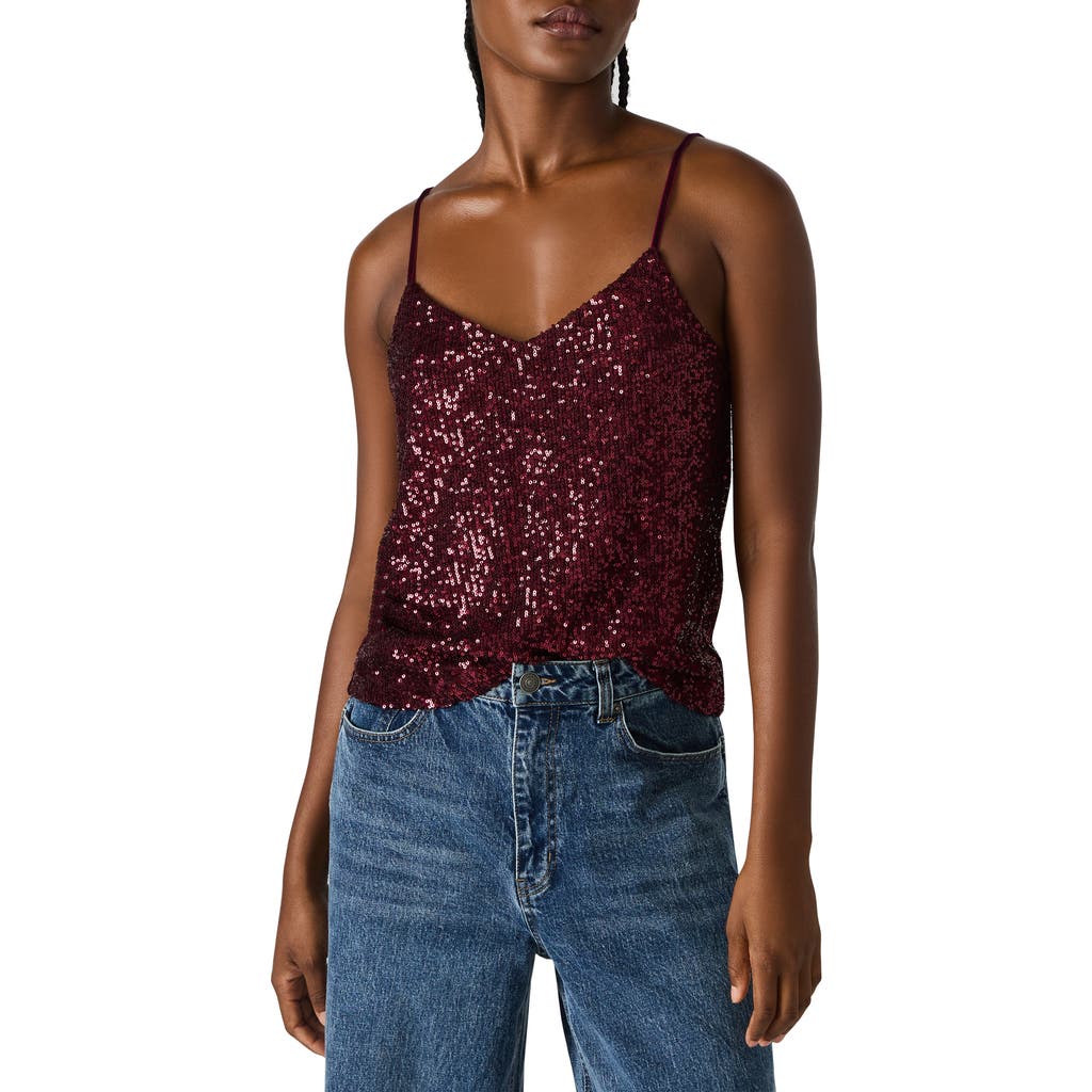 Steve Madden Stretch Sequin Camisole In Burgundy