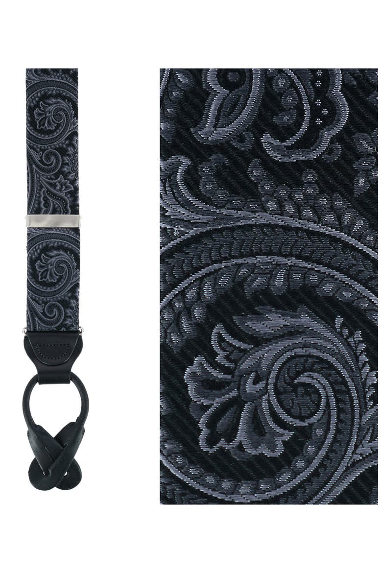 Sobee Paisley Silk Suspenders, Alternate, color, BLACK