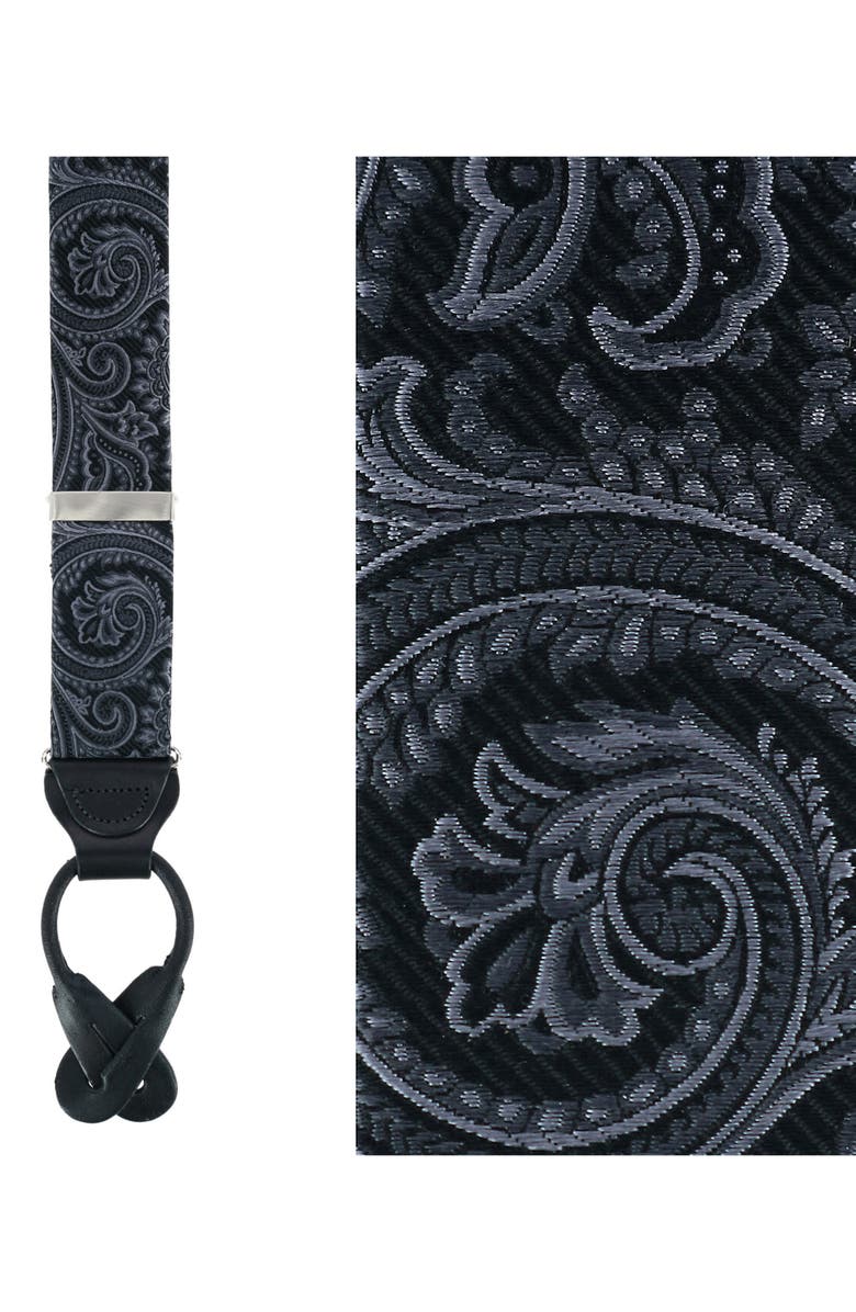 Trafalgar Sobee Paisley Silk Suspenders, Alternate, color, Black