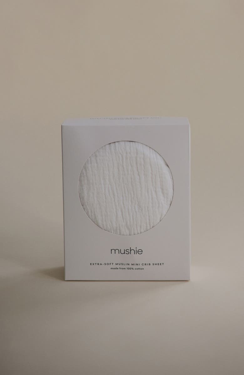 Mushie Extrasoft Cotton Muslin Crib Sheet, Alternate, color, White