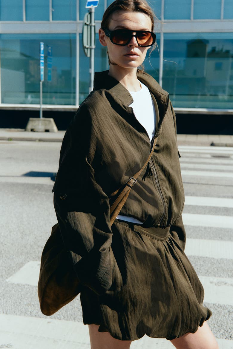 Bubble-hem Skirt, Alternate, color, Dark khaki green