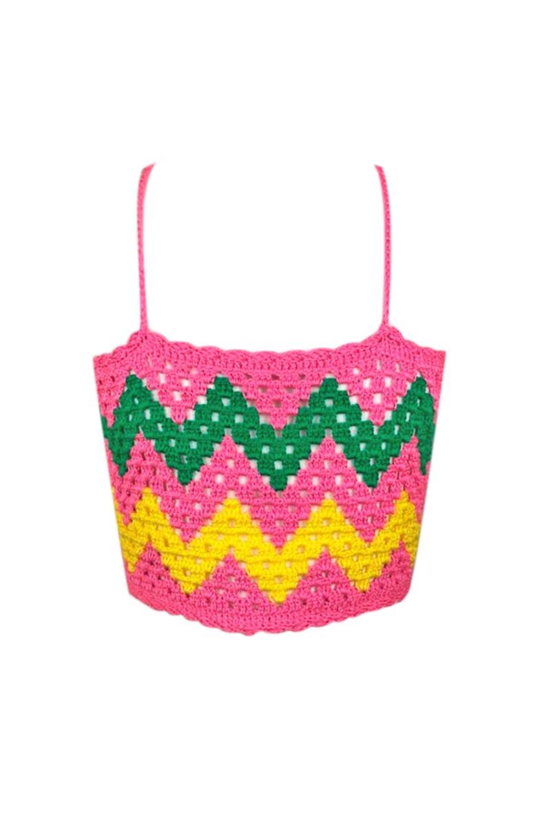 NESSI BYRD Kids' Zig-Zag Hand-Crochet Crop Top, Main, color, Multicolor