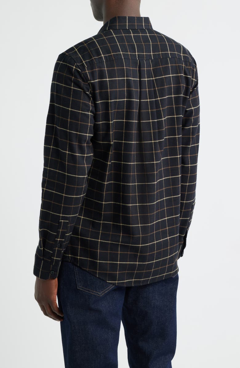 Nordstrom Grid Cotton & Cashmere Button-Up Shirt, Alternate, color, Black Rock Double Grid