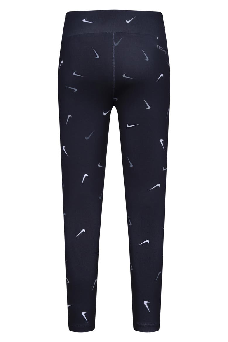 Kids' Swoosh Leggings, Alternate, color, BLACK