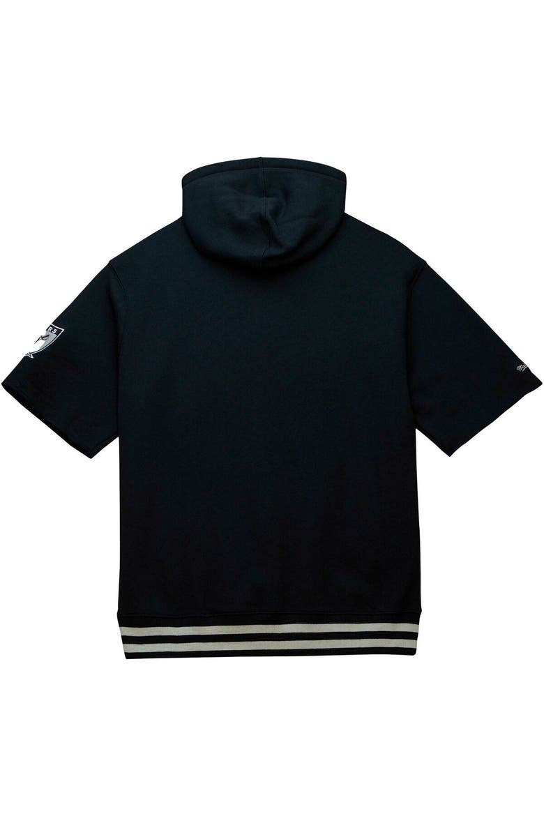 Men's Mitchell & Ness Black Las Vegas Raiders Pre-Game Short Sleeve Pullover Hoodie, Alternate, color, Black