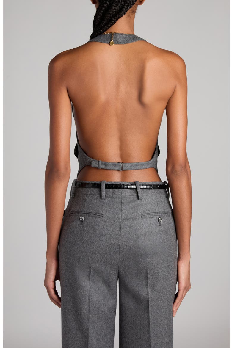 Virgin Wool Twill Halter Vest, Alternate, color, IG164 GREY MELANGE
