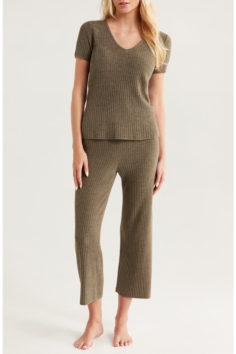 CozyChic® Ultra Lite® Rib Culotte Lounge Set, Main, color, KHAKI GREEN