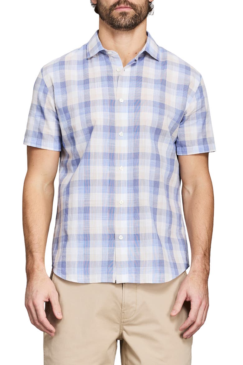 Hutcheson Plaid Short Sleeve Button-Up Shirt, Main, color, BLUE MULTI