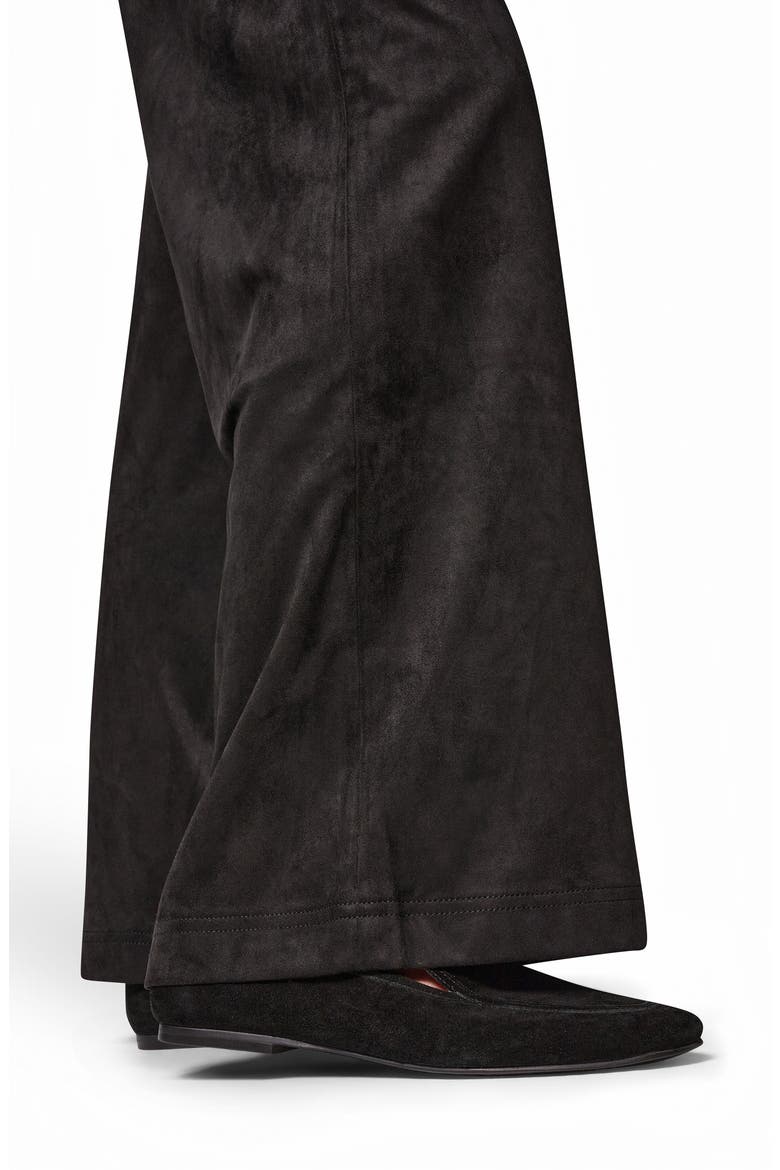 Microsuede Mid Rise Wide Leg Pants, Alternate, color, BLACK