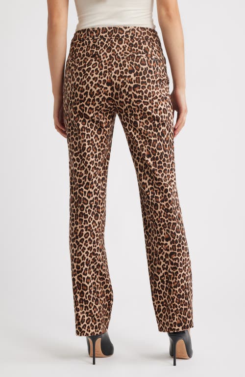 Anne Klein Leopard Print Bootcut Pants In Brown