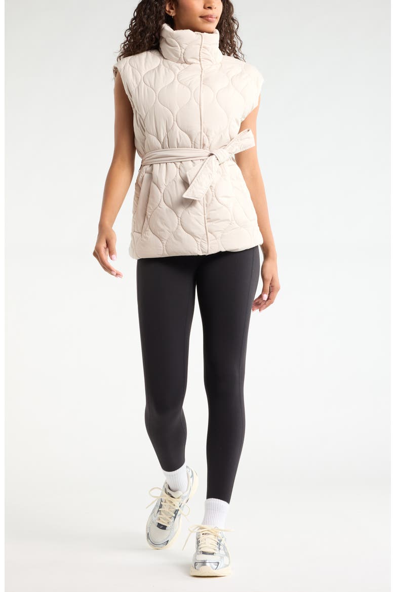 Skyline Belted Puffer Vest, Alternate, color, GREY PEBBLE