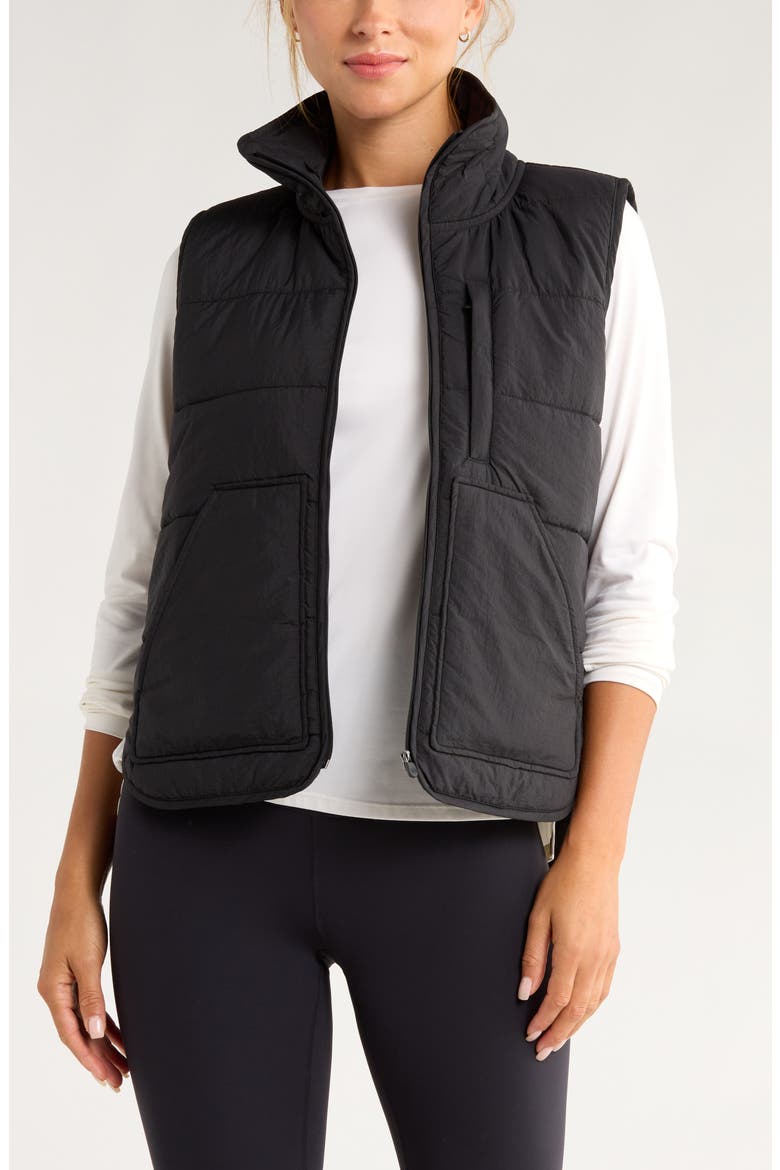 Packable Quilted Vest, Main, color, BLACK