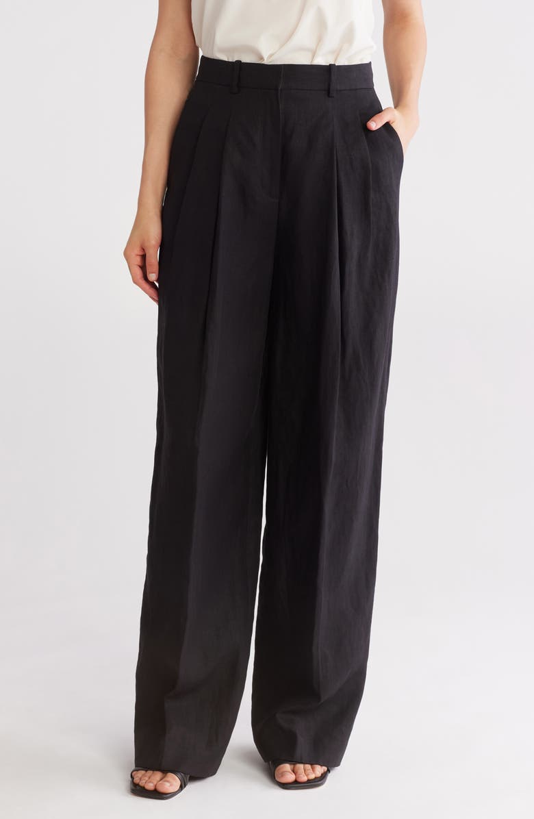 Theory Double Pleat Linen Pants, Main, color, 