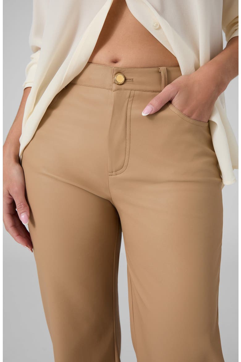 Cecilia Faux Leather Five Pocket Pants, Alternate, color, OPEN BEIGE