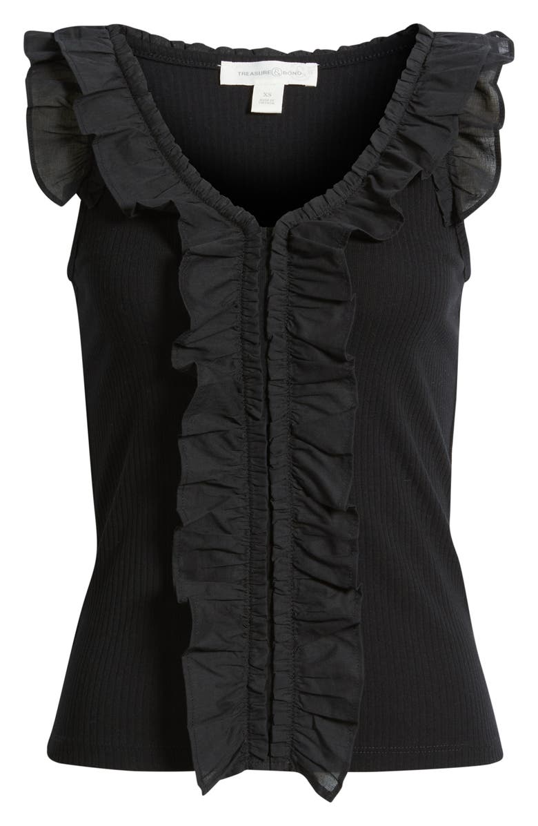 Treasure & Bond Ruffle Trim Cotton Blend Tank, Main, color,