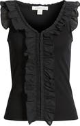 Treasure & Bond Ruffle Trim Cotton Blend Tank