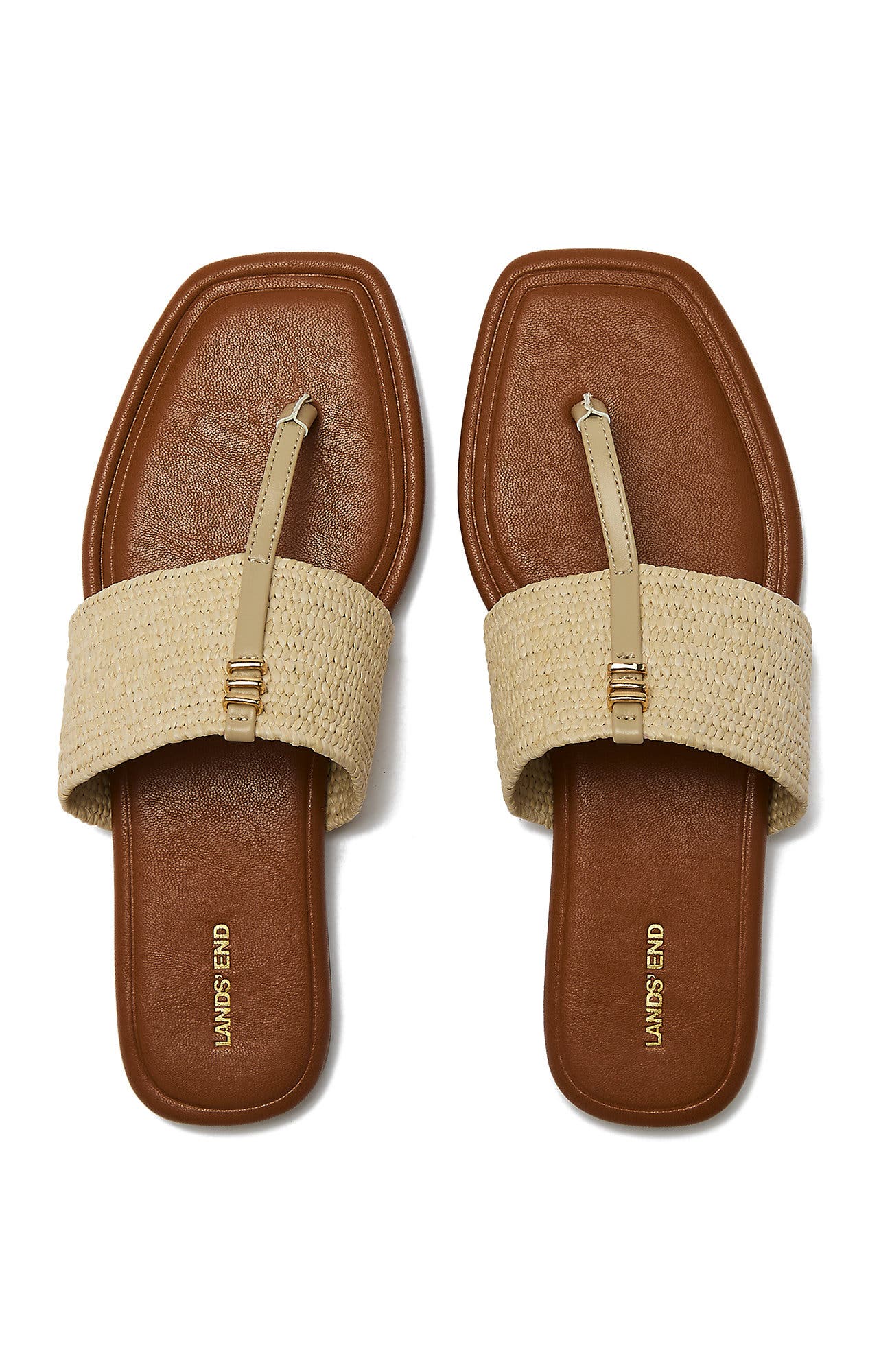 Lands' End Haven Stretch Raffia Sandals, Alternate, color, Egret