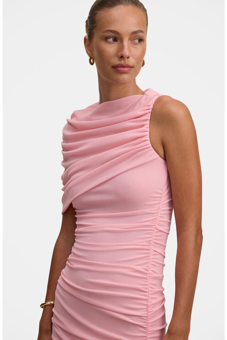 Elouise Asymmetric Sleeve Mesh Maxi Dress, Alternate, color, PINK