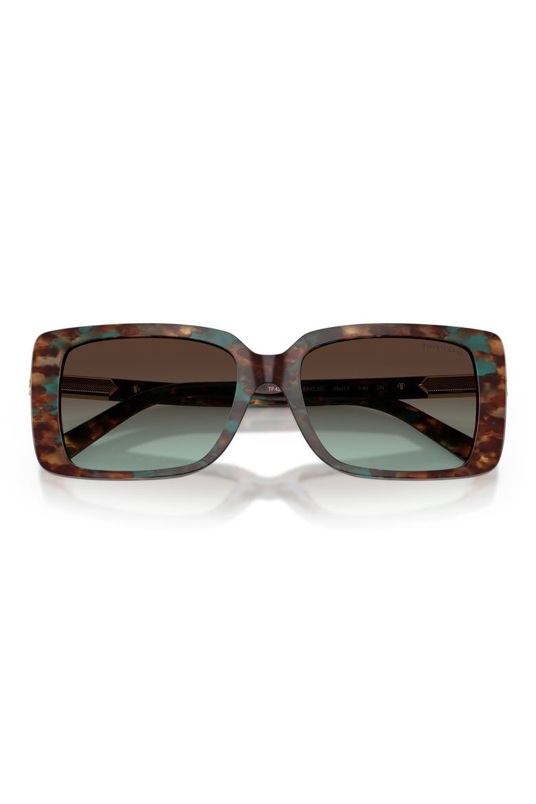 55mm Gradient Rectangular Sunglasses, Alternate, color, BROWN TIFFANY HAVANA / AZURE