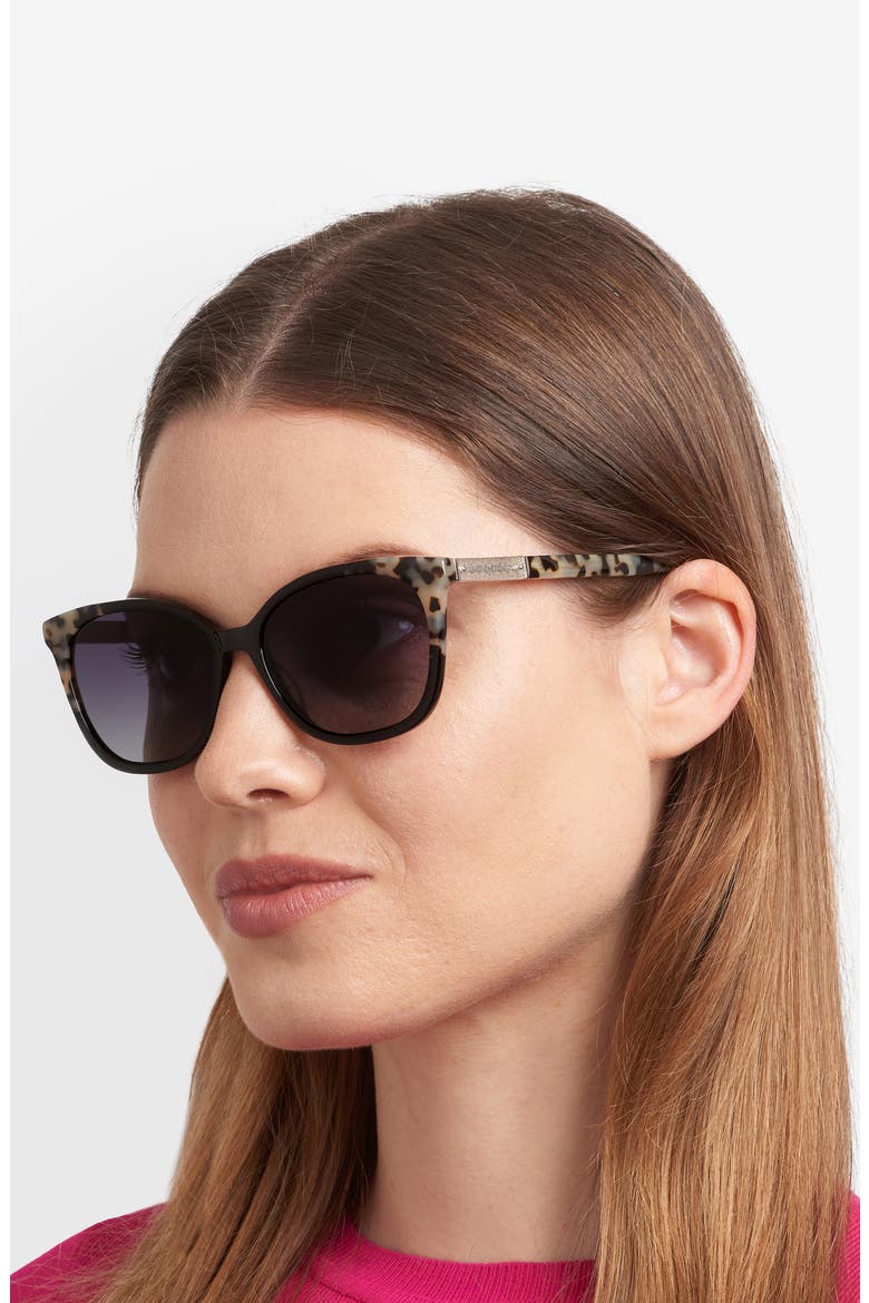 seline 54mm rectangular sunglasses, Alternate, color, BLACK IVORY HAVANA/ DARK GREY