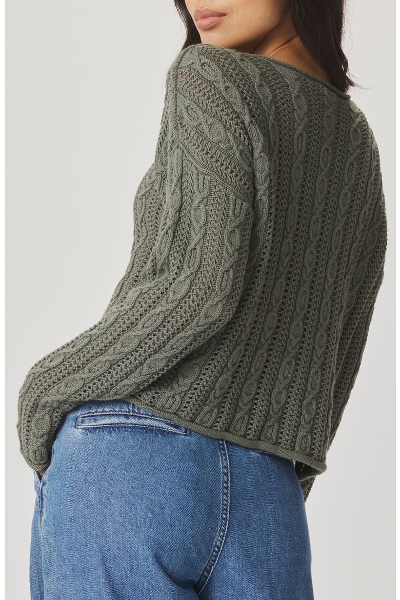 Brennan Cable Knit Cotton Sweater, Alternate, color, SOFT GREEN