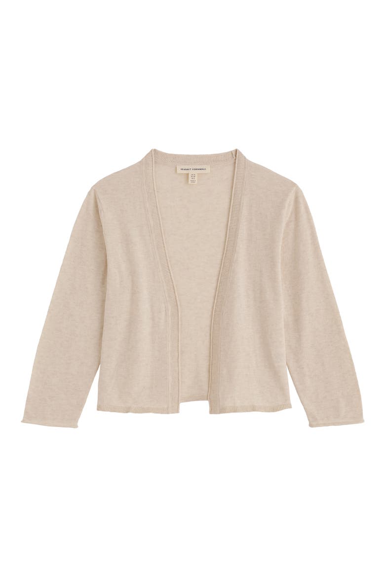 Vanessa Open Front Organic Cotton Crop Cardigan, Alternate, color, KNIT MELANGE CHALK
