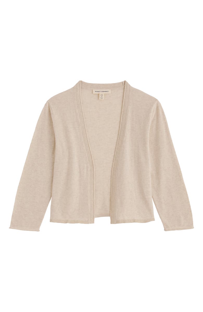 Seasalt Cornwall Vanessa Open Front Organic Cotton Crop Cardigan, Alternate, color, Knit Melange Chalk