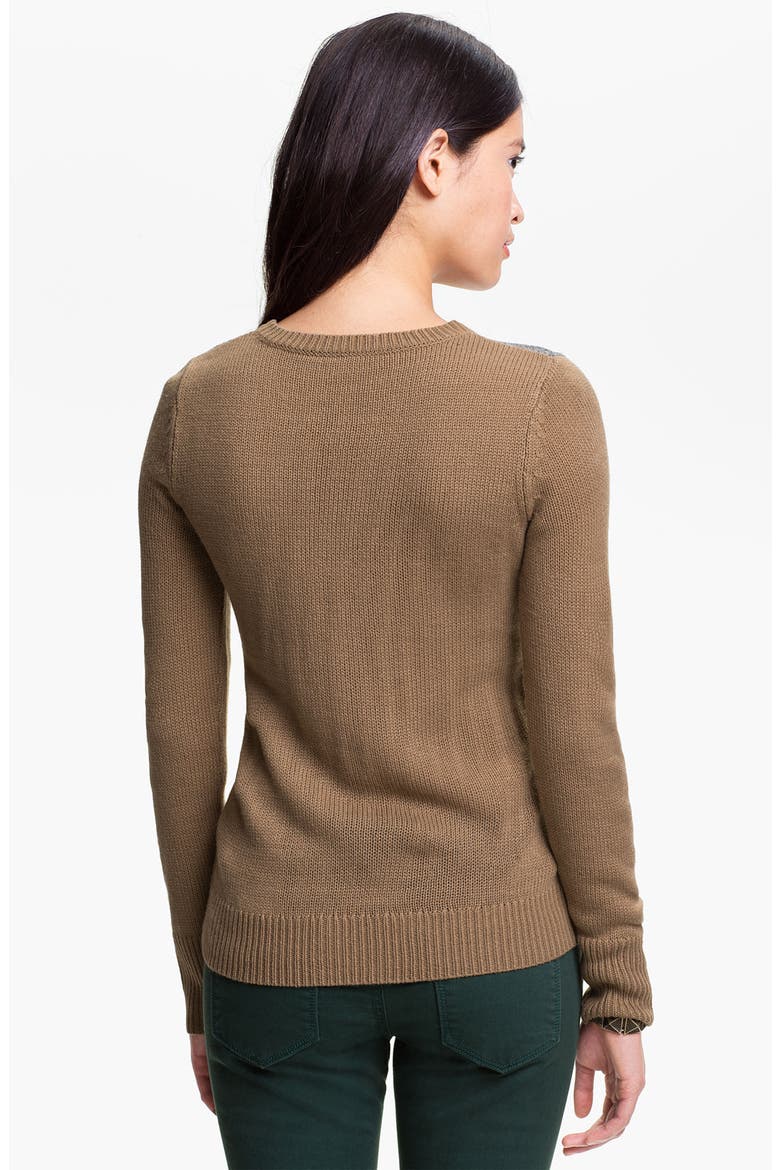 Frenchi® 'Fox Stole' Sweater, Alternate, color, FOXY COLLAR BROWN- BARK