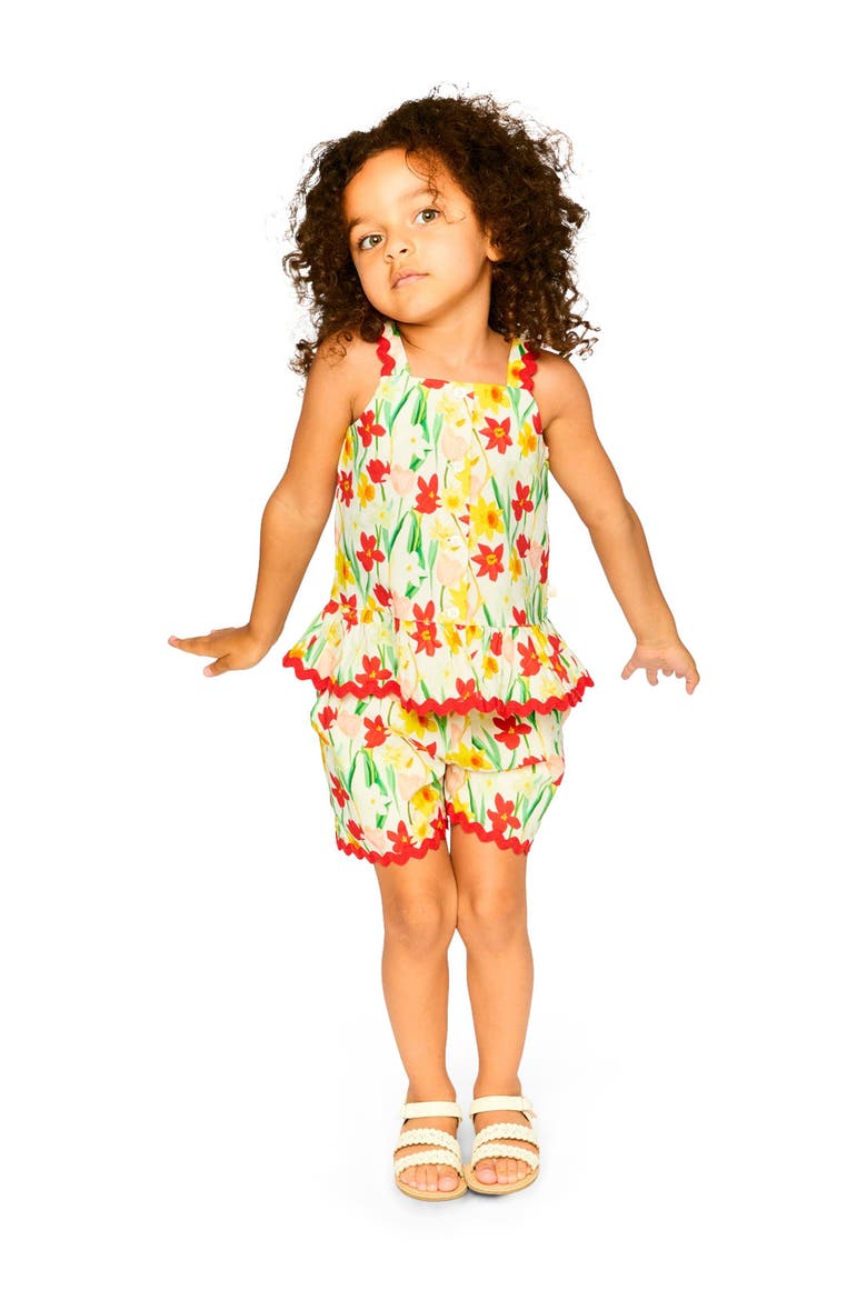 Viscose Daffodil Shorts, Alternate, color, White Printed Daffodils