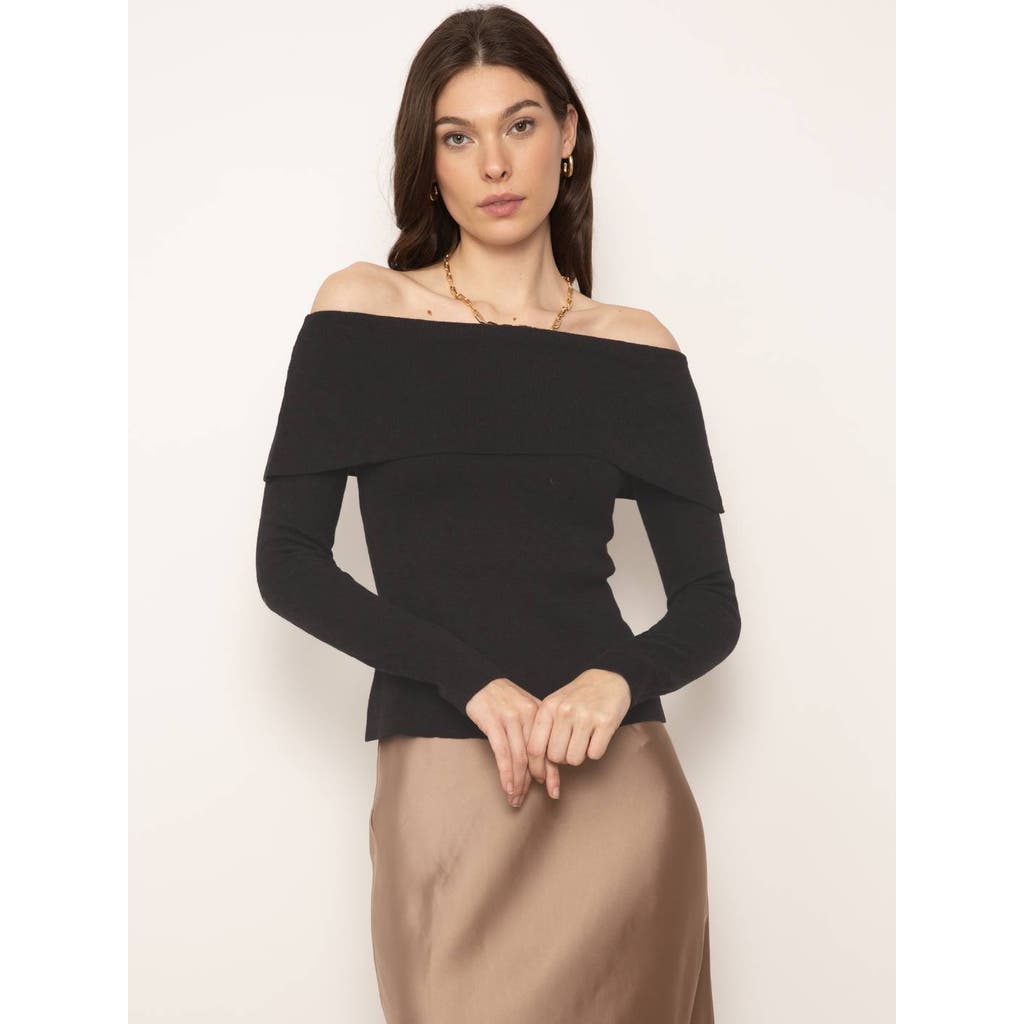 Central Park West Nova Off The Shoulder Top In Black