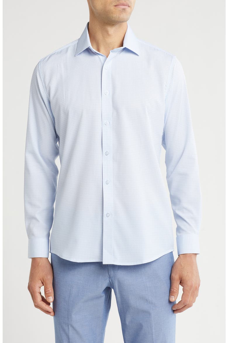 Slim Fit Performance Stretch Button-Down Shirt, Main, color, BLUE