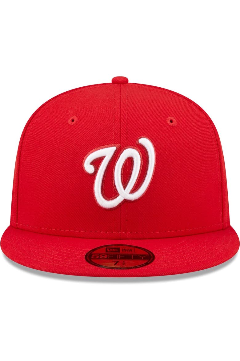 Men's New Era Red Washington Nationals White Logo 59FIFTY Fitted Hat, Alternate, color, Red