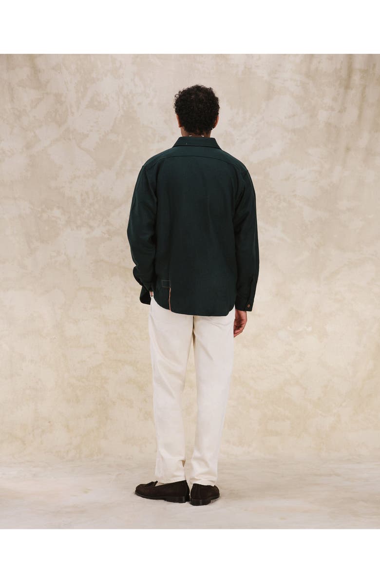 Fortela CPO Flannel Wool Overshirt, Alternate, color, Forest Green