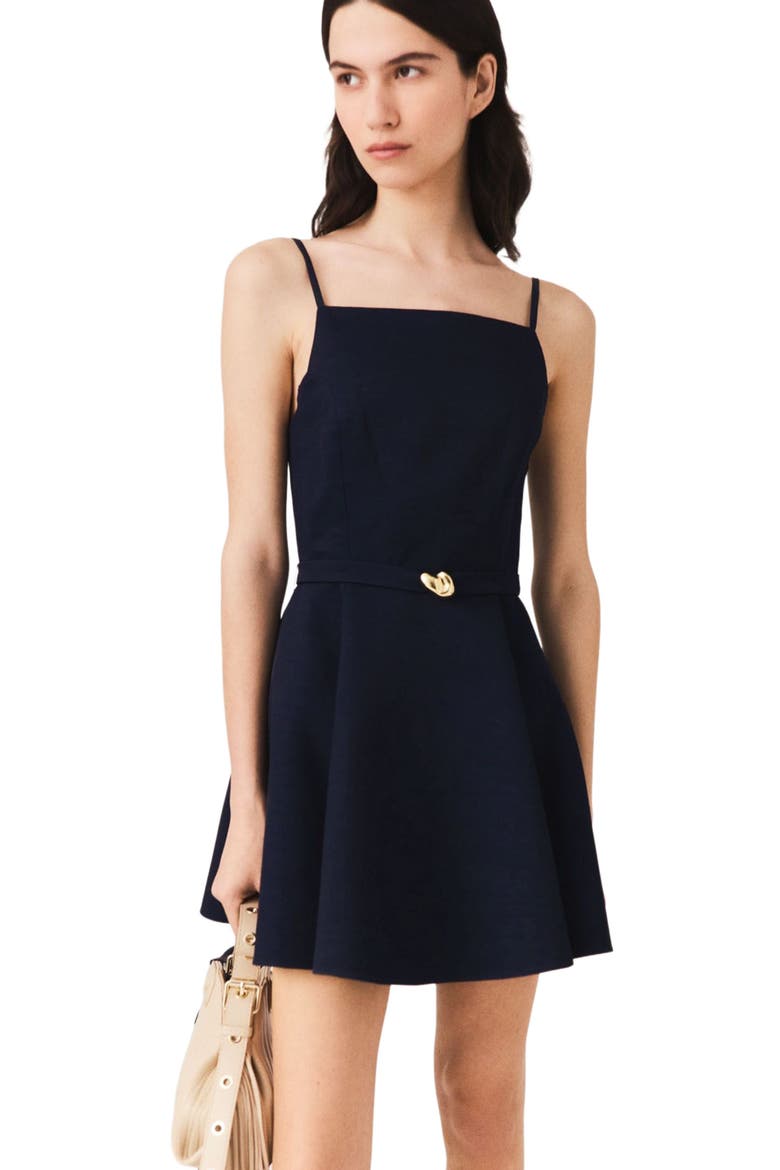 Flared dress with straps, Alternate, color, Navy