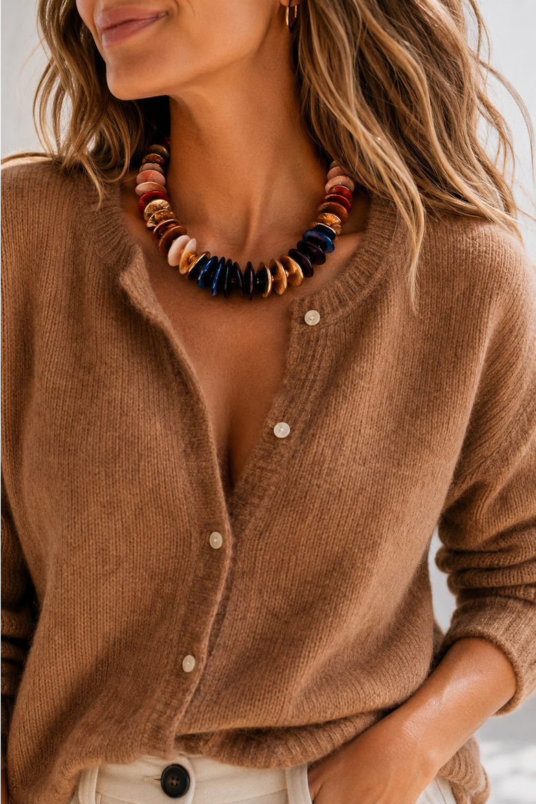 Ember Sands Beaded Necklace, Alternate, color, Beige