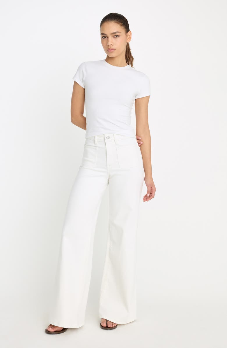 Good American Good Waist Patch Pocket High Waist Palazzo Jeans, Alternate, color, White