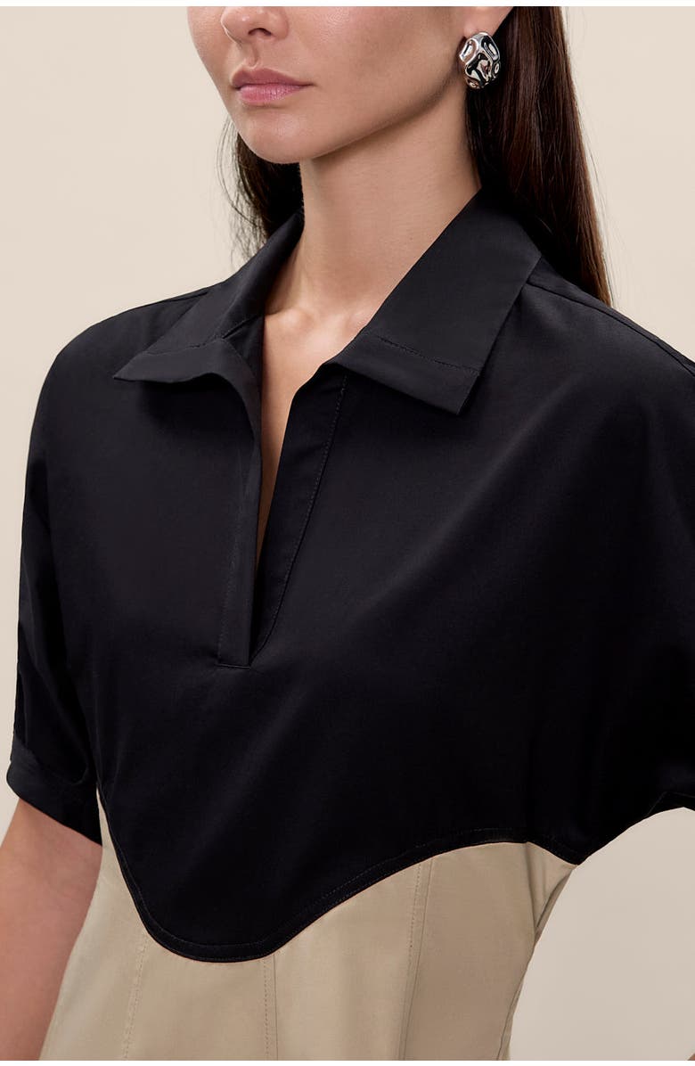 Rebecca Taylor Elspeth Colorblock Dress, Alternate, color, Black/Tan