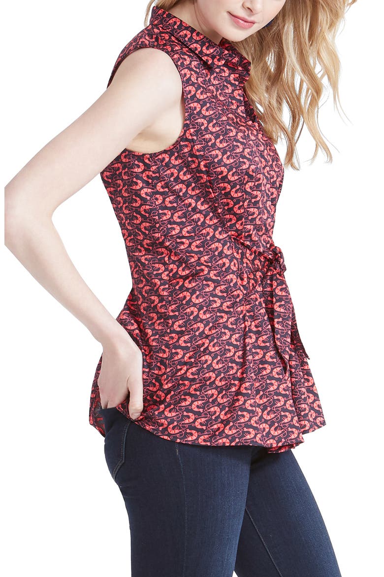 Cocktail Hour Tie Front Blouse, Alternate, color, RED MULTI