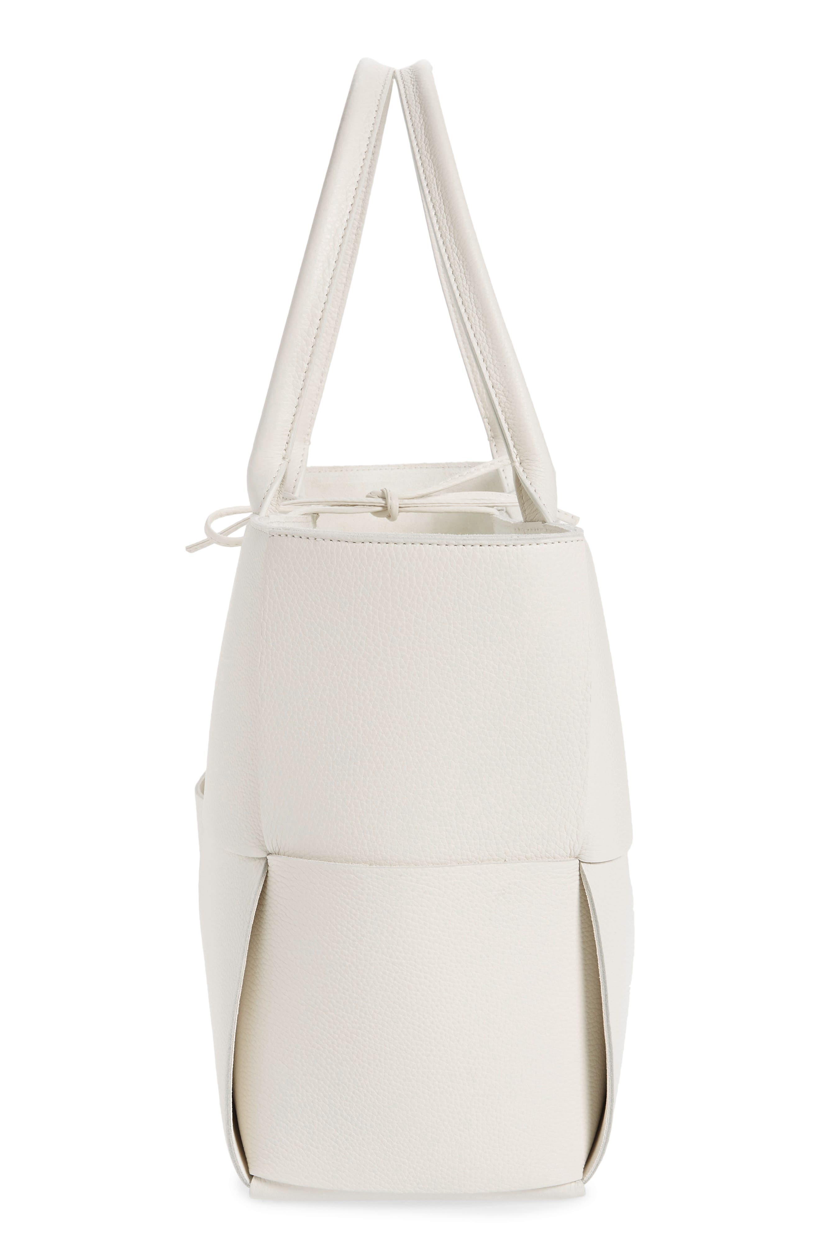 Large Arco Intrecciato Leather Tote, Alternate, color, WHITE-GOLD