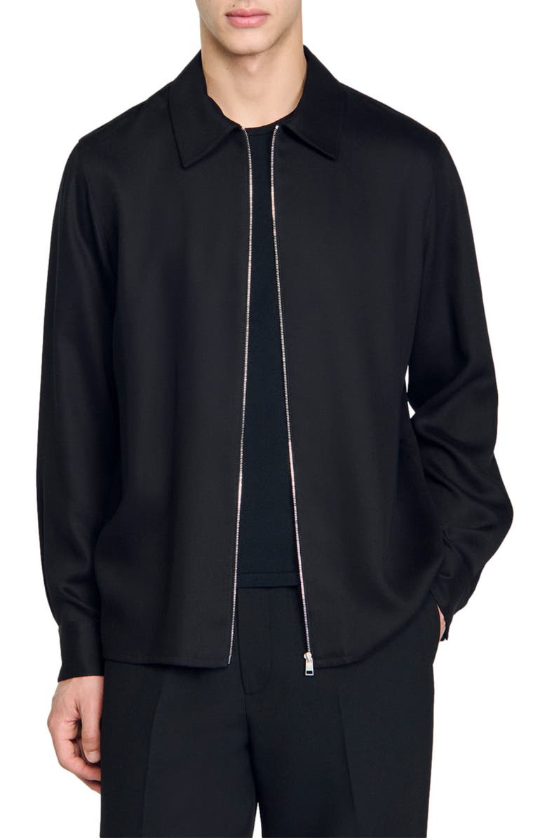 SANDRO Loose-fit zip-up shirt, Main, color, 