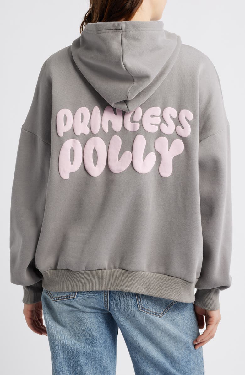 Princess Polly Graphic Print Logo Hoodie, Alternate, color, Charcoal