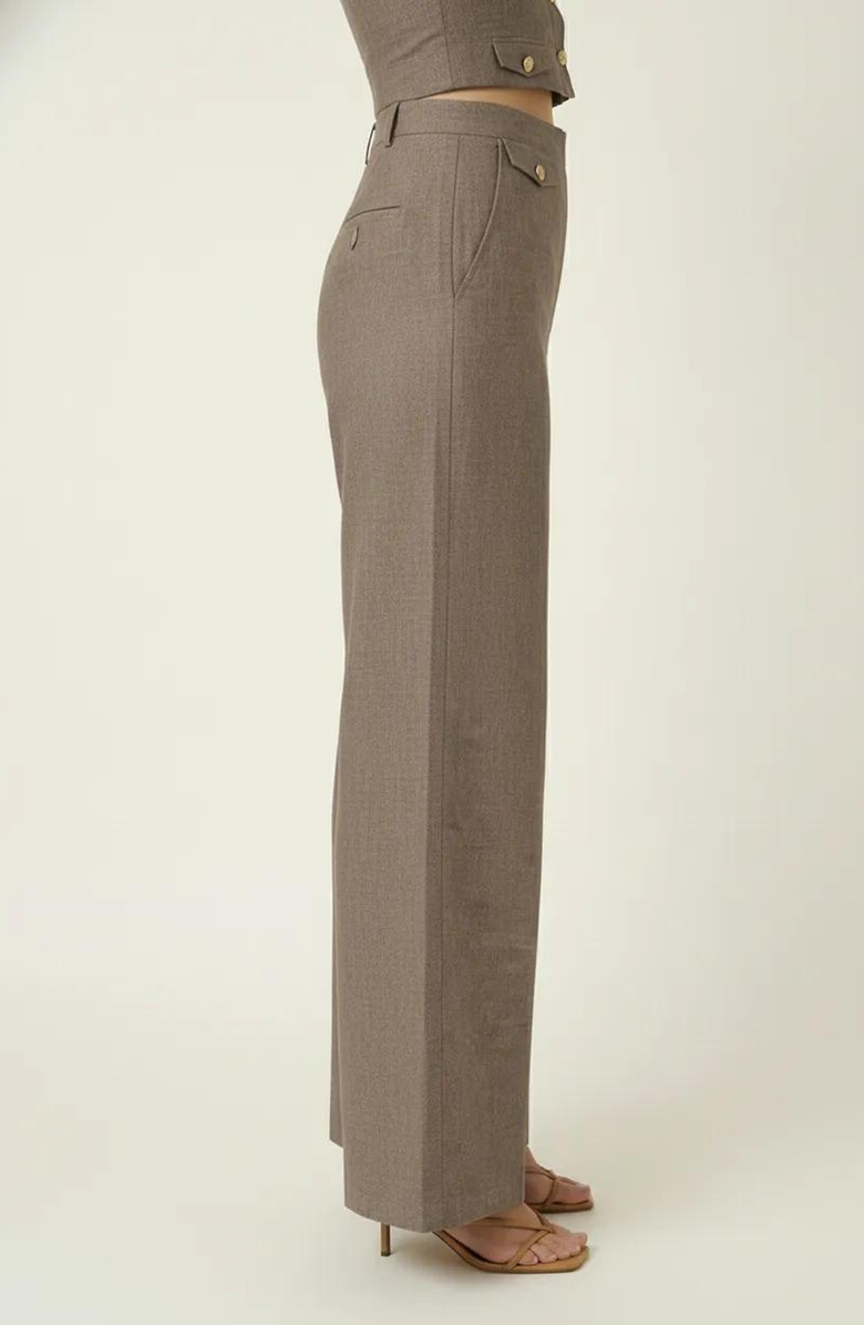 Modenaire Strapless Button-Front Crop Top and Wide-Leg Pants Two-Piece Set, Alternate, color, 